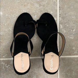 Black suede mules